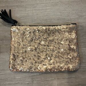 IPSY Glam Bag Metallic Gold Sequin and Black Like New